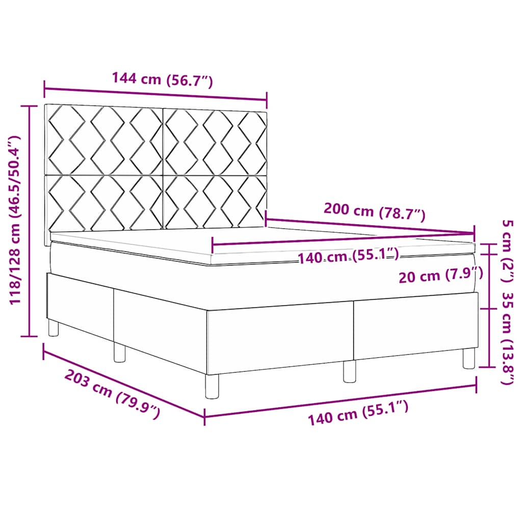 Box spring seng med hovedgærde Lyserød 140 x 200 cm Fløjl