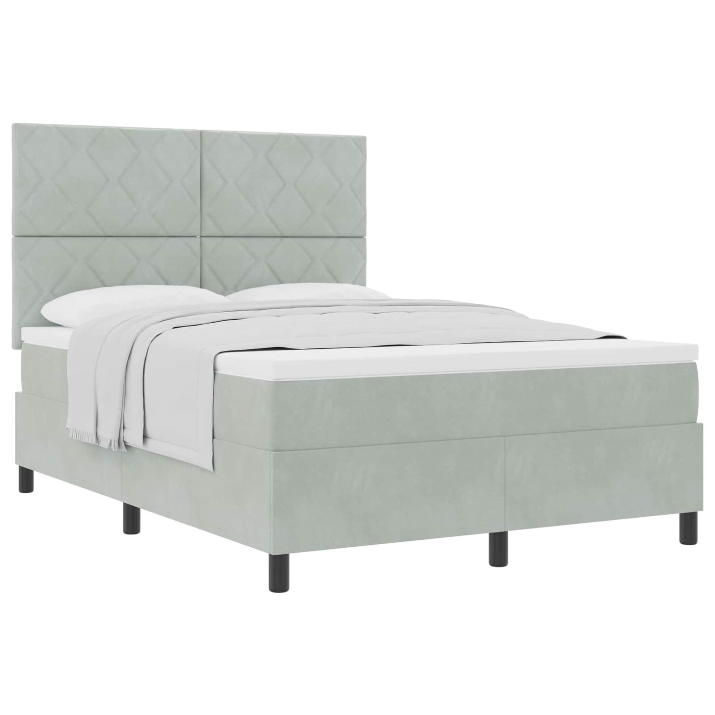 Box spring seng med hovedgærde Lysegrå 160 x 200 cm Fløjl
