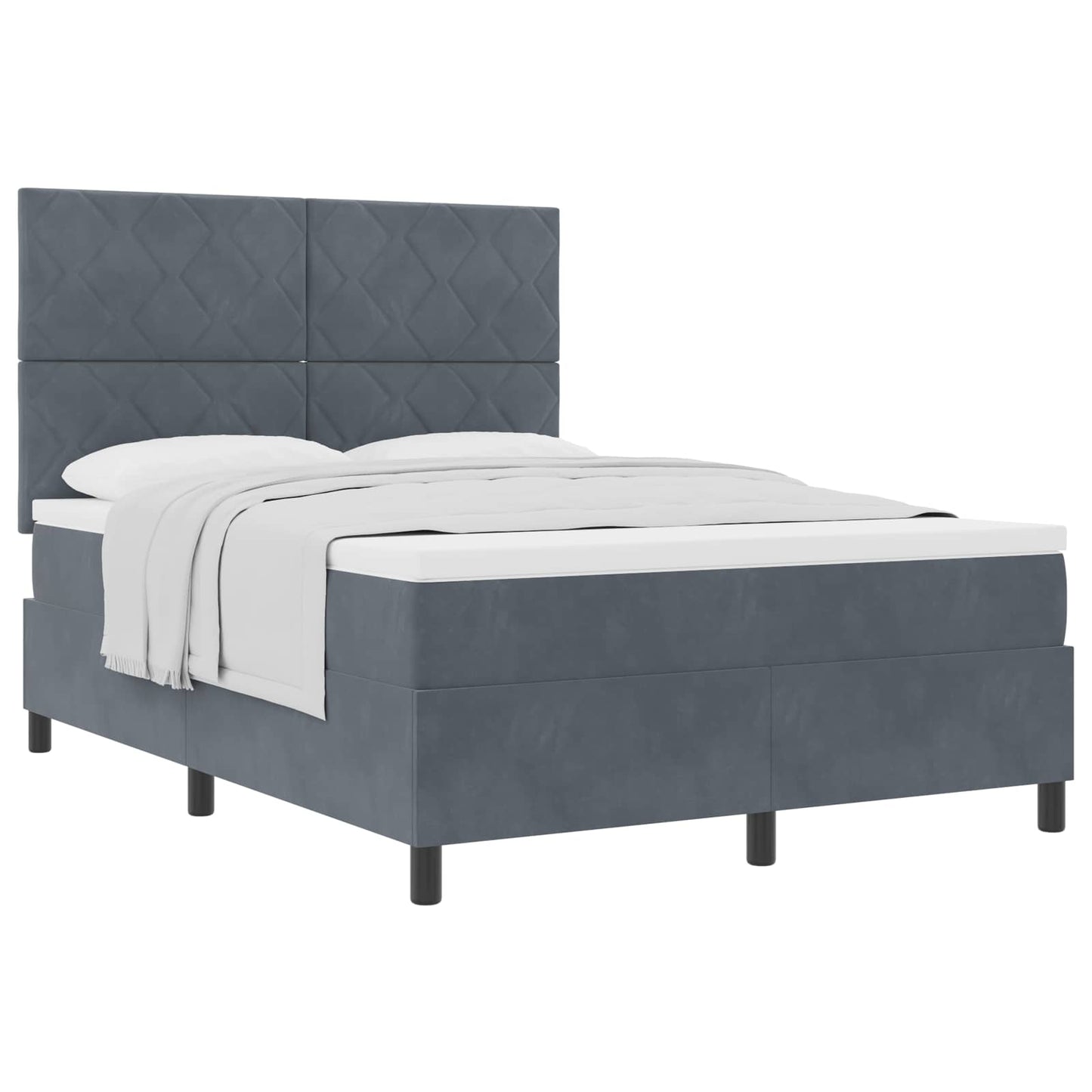 Box spring seng med hovedgærde Mørkegrå 160 x 200 cm Fløjl
