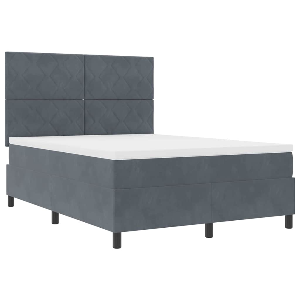 Box spring seng med hovedgærde Mørkegrå 160 x 200 cm Fløjl