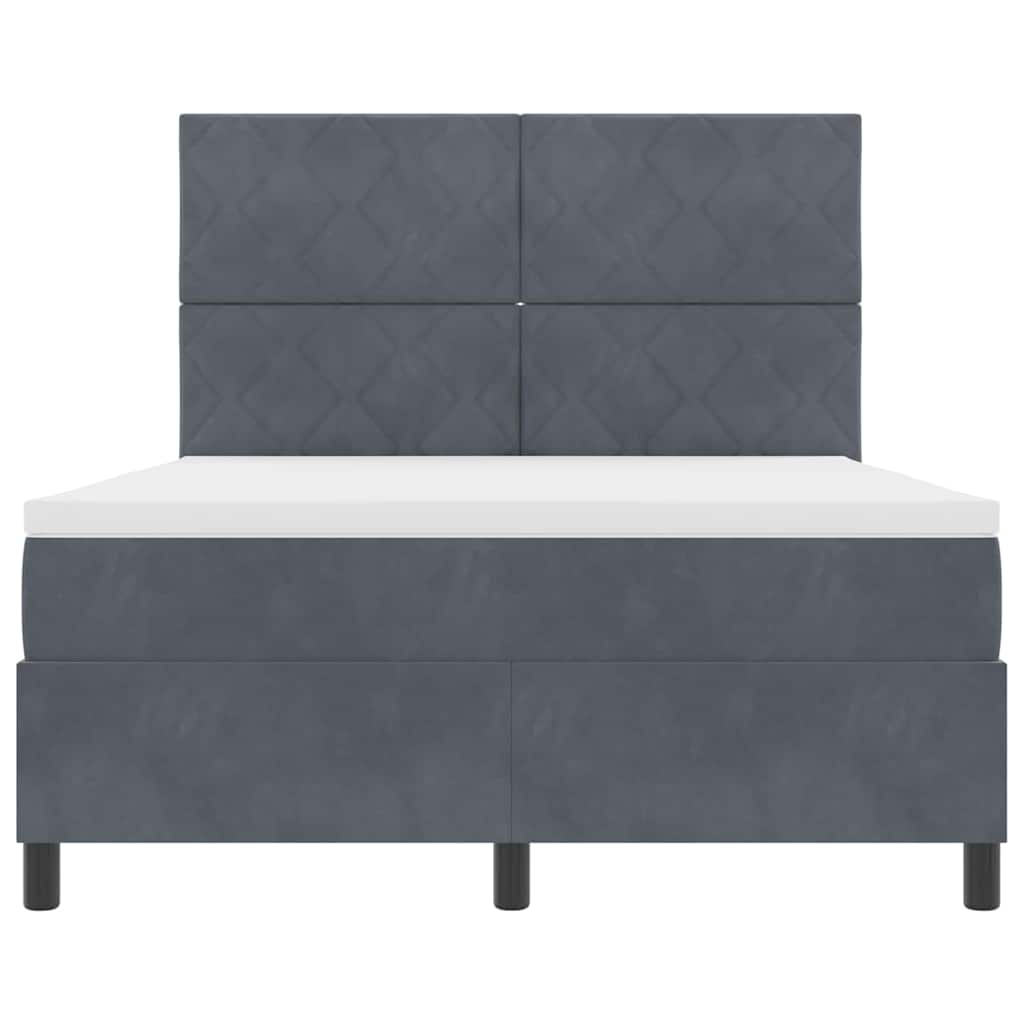 Box spring seng med hovedgærde Mørkegrå 160 x 200 cm Fløjl