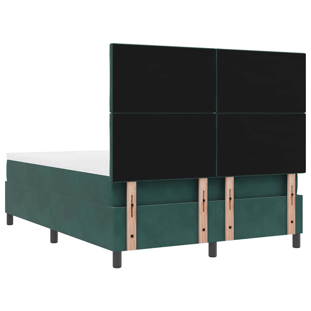 Box spring seng med hovedgærde Mørkegrøn 160 x 200 cm Fløjl