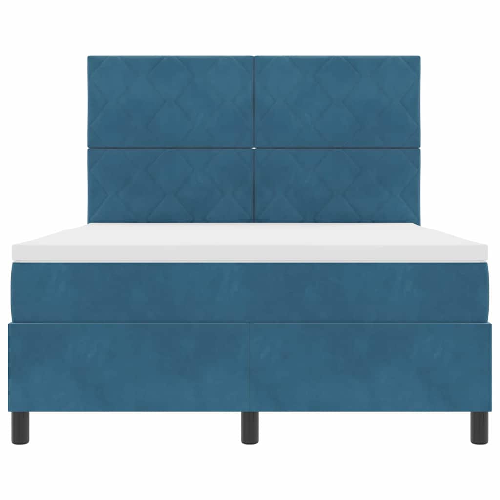 Box spring seng med hovedgærde Mørk blå 160 x 200 cm Fløjl