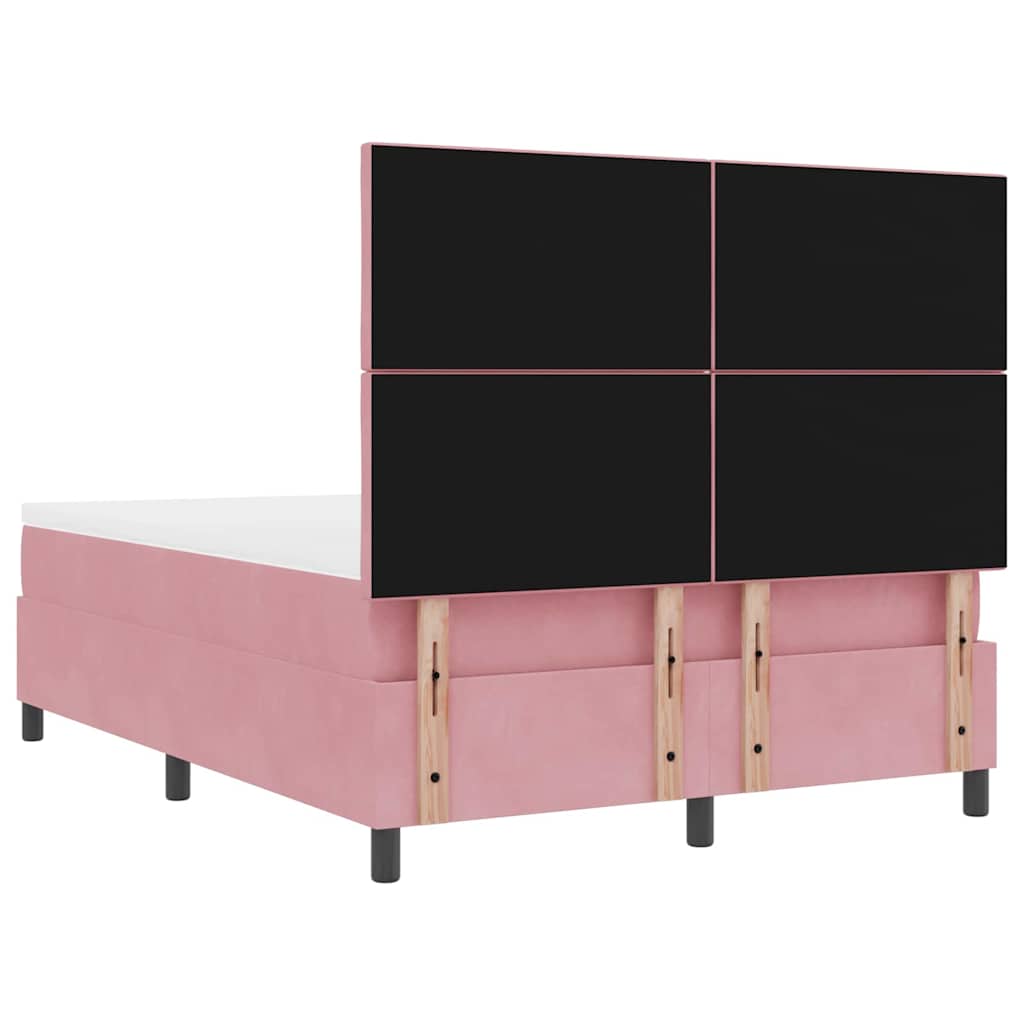 Box spring seng med hovedgærde Lyserød 160 x 200 cm Fløjl