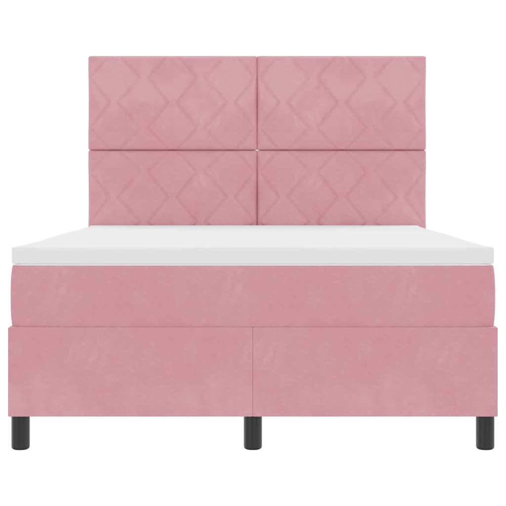 Box spring seng med hovedgærde Lyserød 160 x 200 cm Fløjl