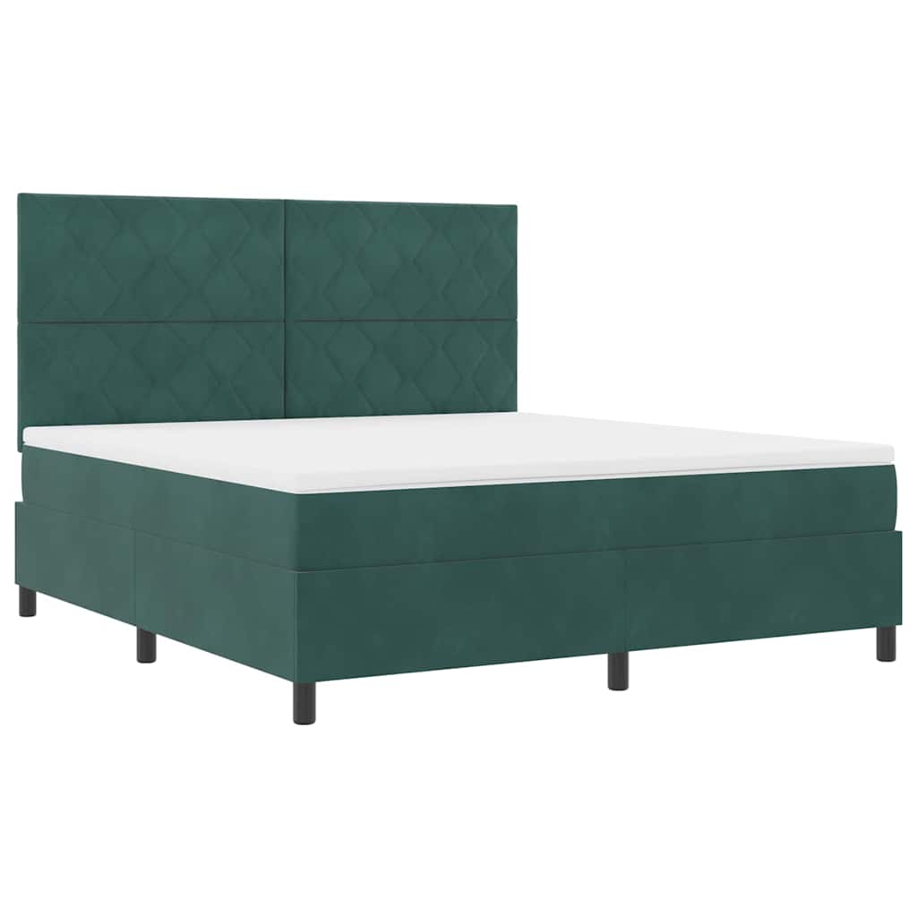 Box spring seng med hovedgærde Mørkegrøn 180 x 200 cm Fløjl
