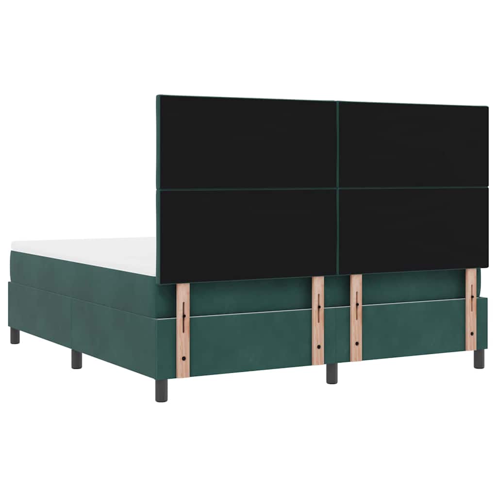 Box spring seng med hovedgærde Mørkegrøn 180 x 200 cm Fløjl