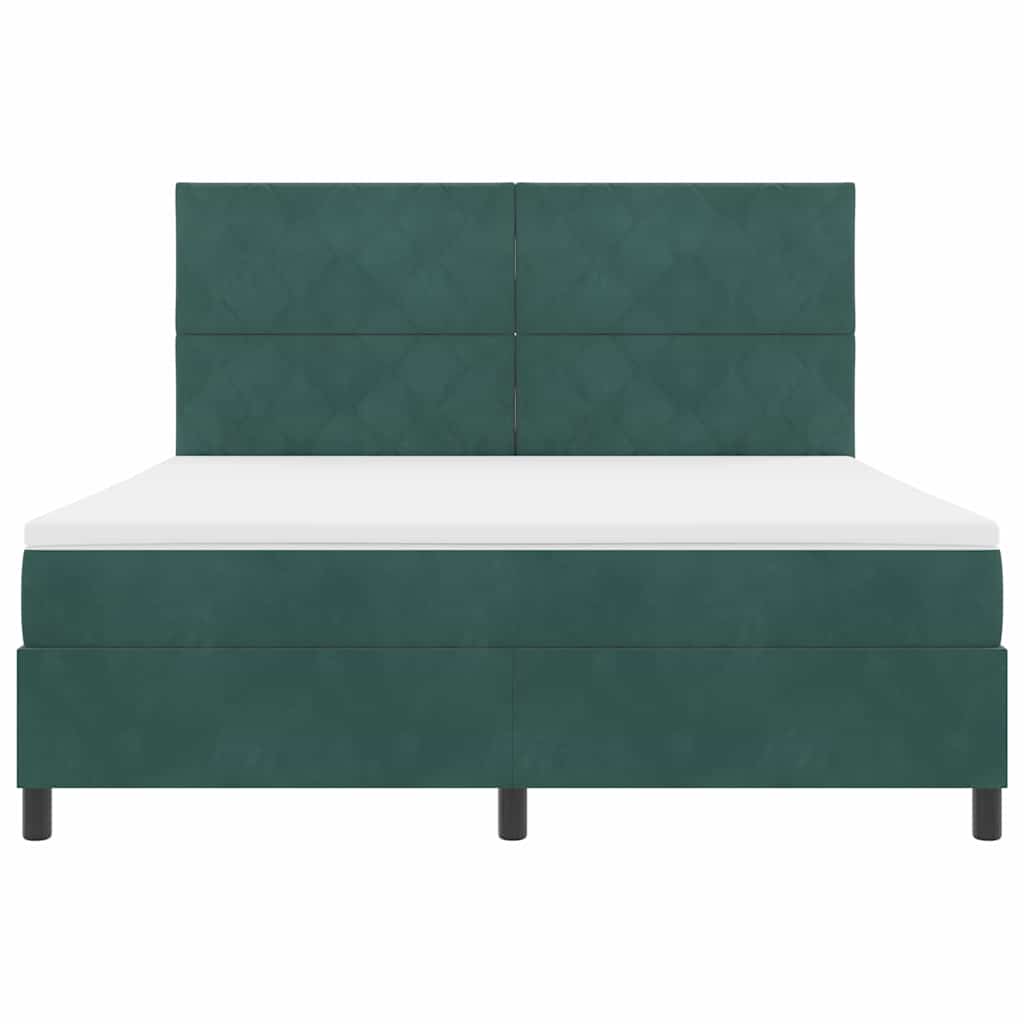 Box spring seng med hovedgærde Mørkegrøn 180 x 200 cm Fløjl