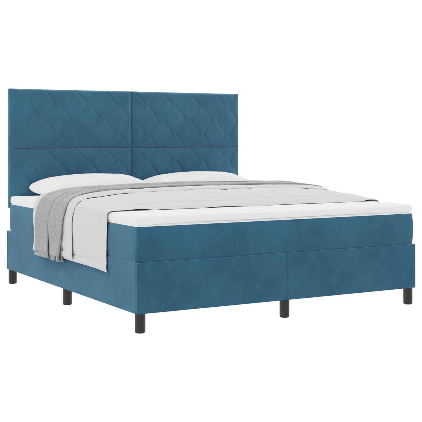 Box spring seng med hovedgærde Mørk blå 180 x 200 cm Fløjl