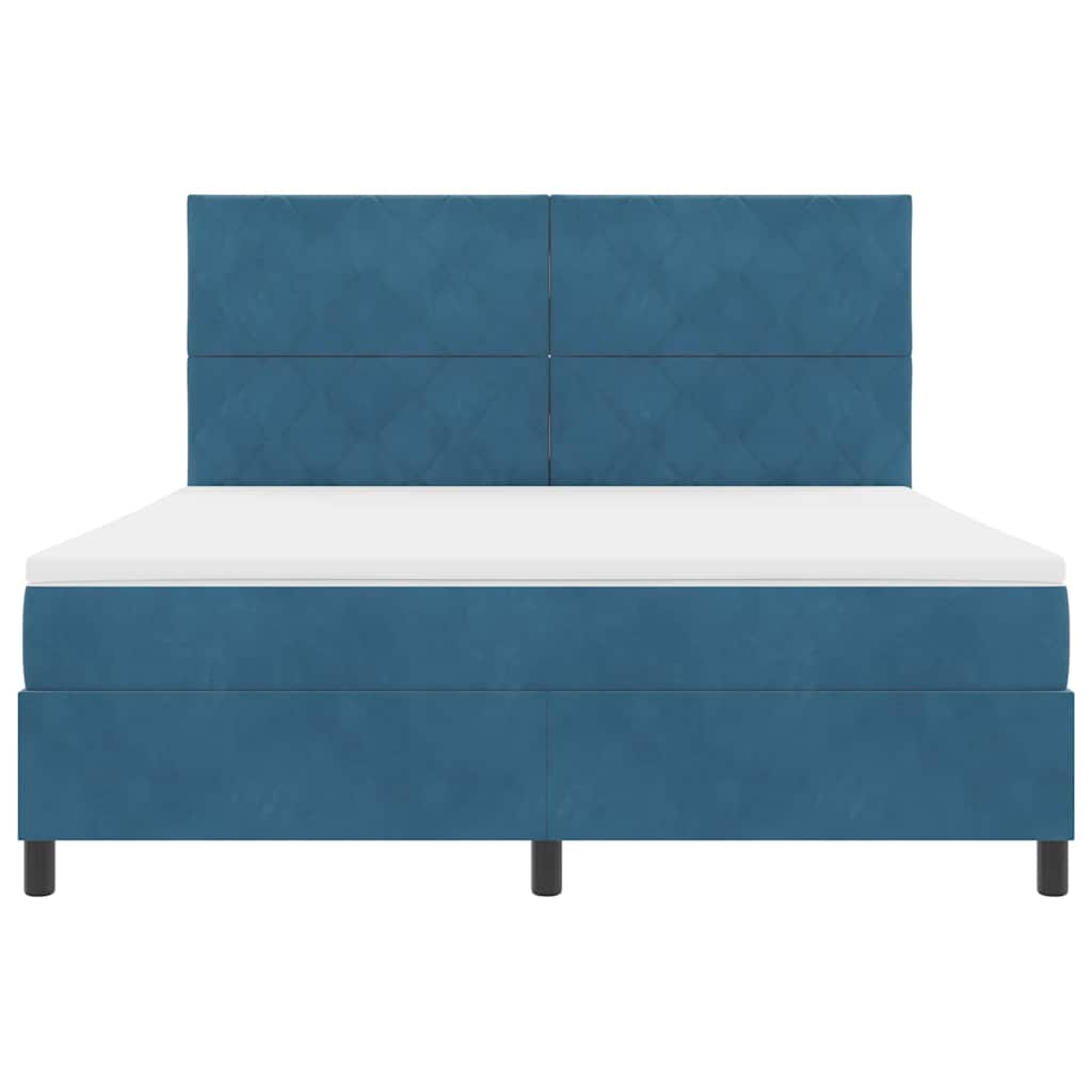 Box spring seng med hovedgærde Mørk blå 180 x 200 cm Fløjl