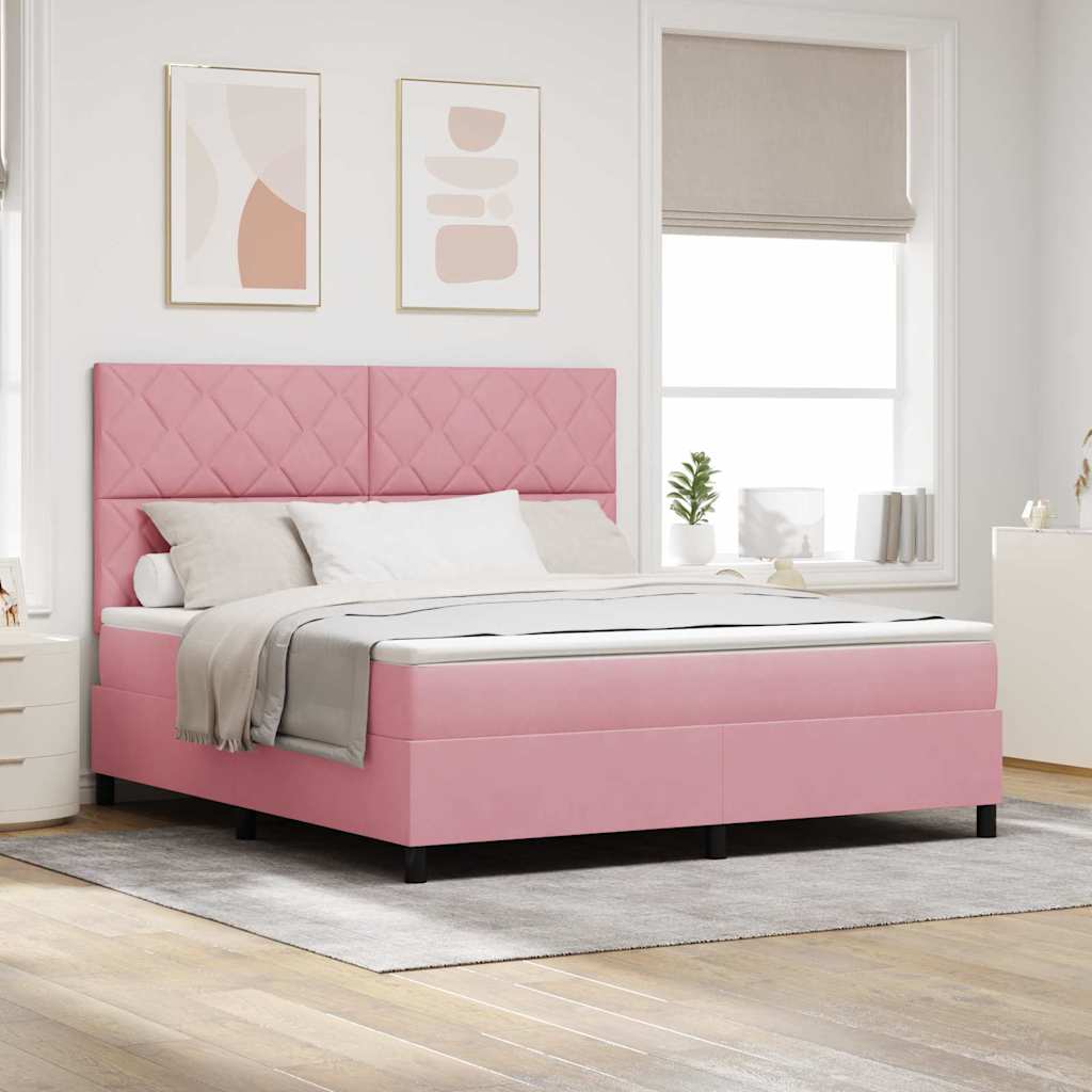 Box spring seng med hovedgærde Lyserød 180 x 200 cm Fløjl