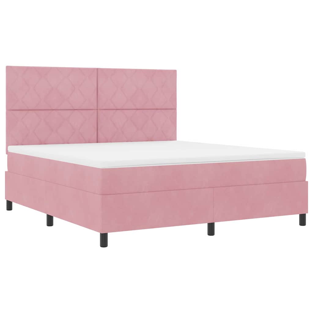 Box spring seng med hovedgærde Lyserød 180 x 200 cm Fløjl