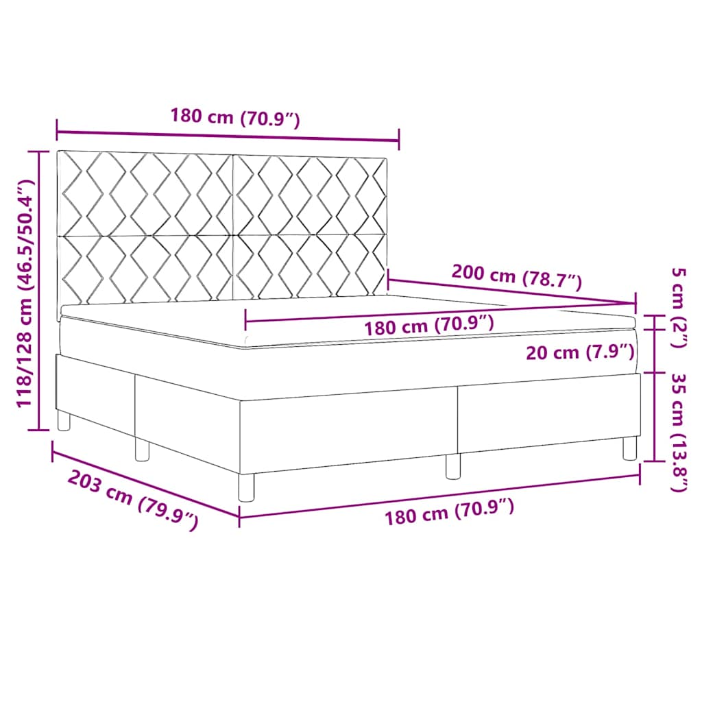 Box spring seng med hovedgærde Lyserød 180 x 200 cm Fløjl