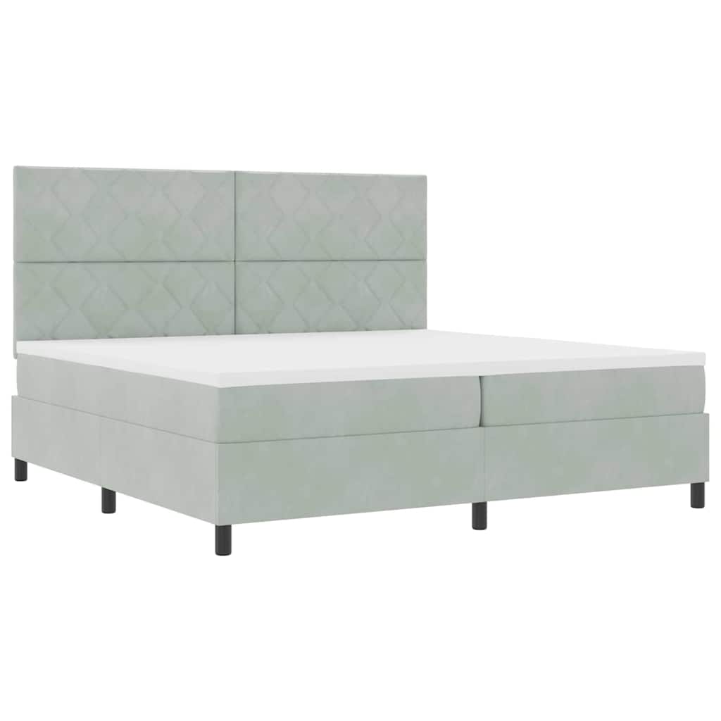 Box spring seng med hovedgærde Lysegrå 200 x 200 cm Fløjl