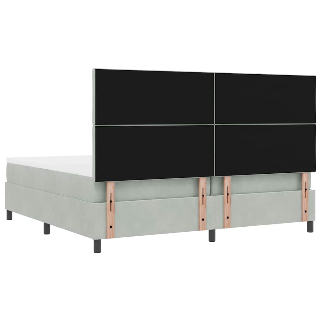 Box spring seng med hovedgærde Lysegrå 200 x 200 cm Fløjl