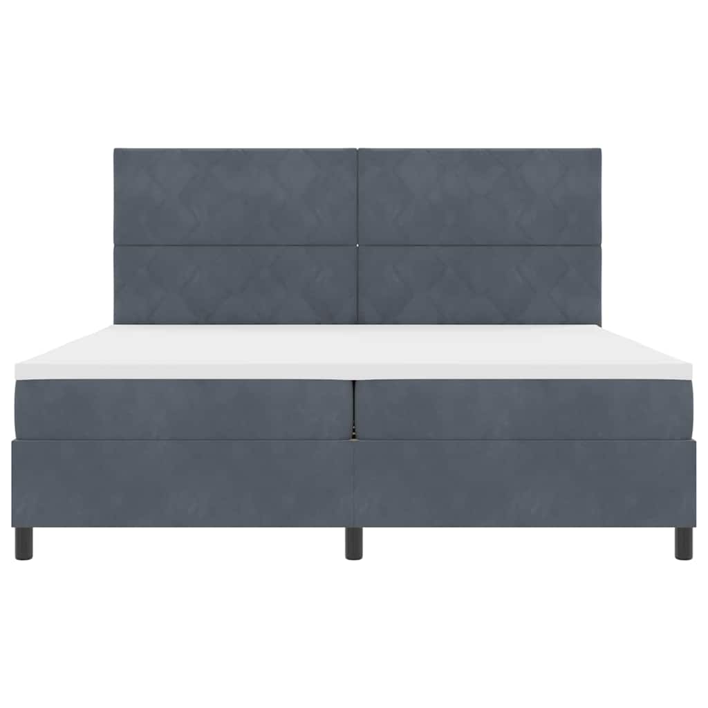 Box spring seng med hovedgærde Mørkegrå 200 x 200 cm Fløjl