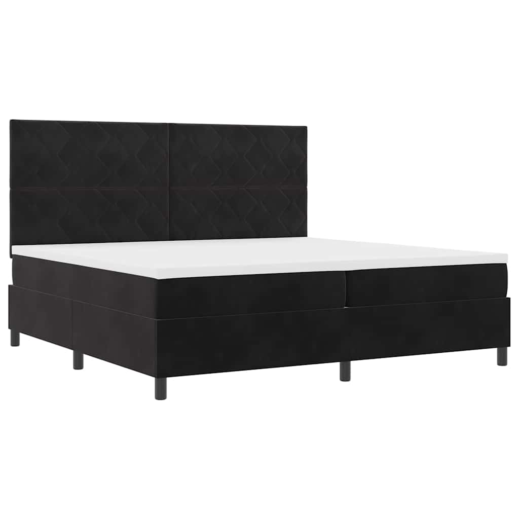 Box spring seng med hovedgærde Sort 200 x 200 cm Fløjl