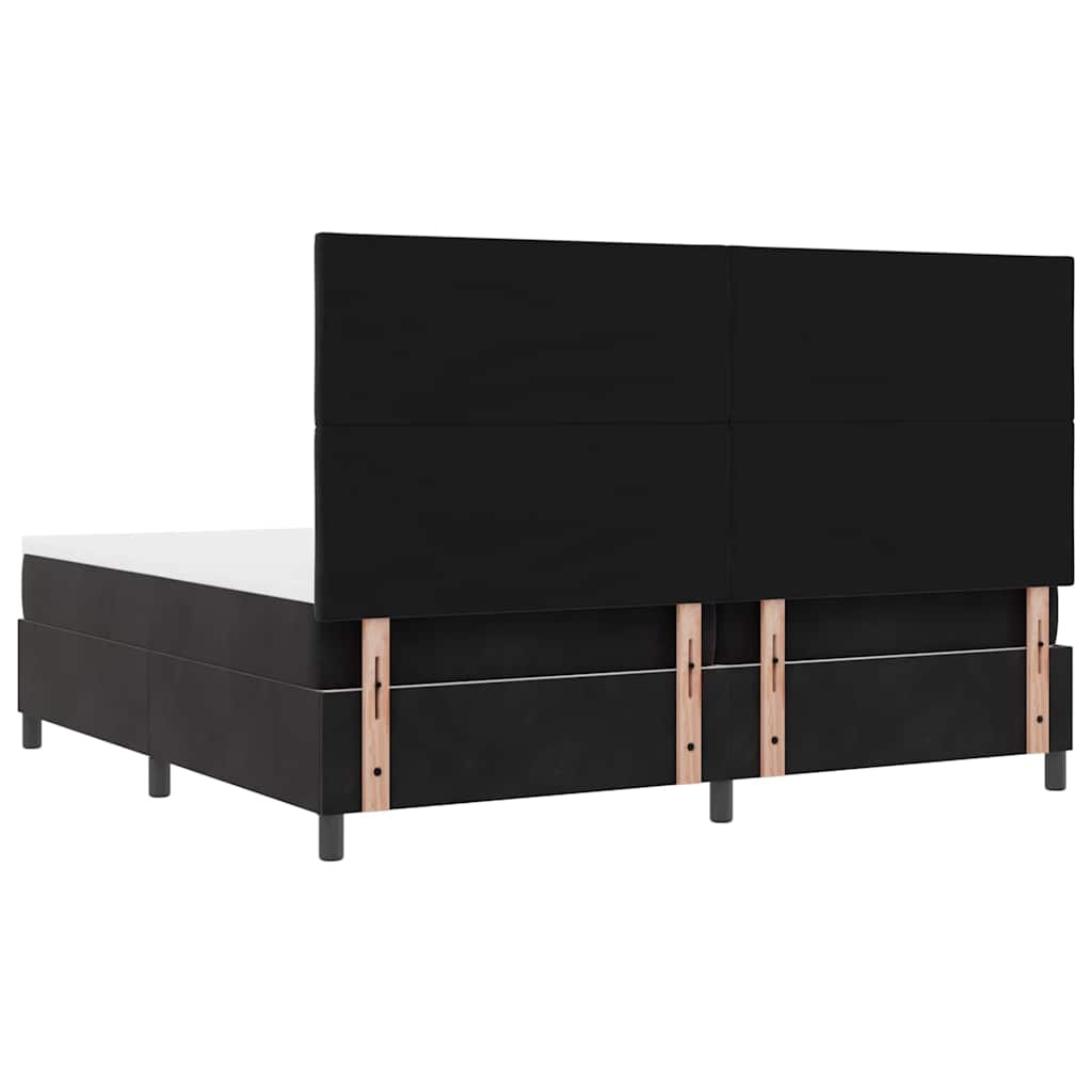 Box spring seng med hovedgærde Sort 200 x 200 cm Fløjl