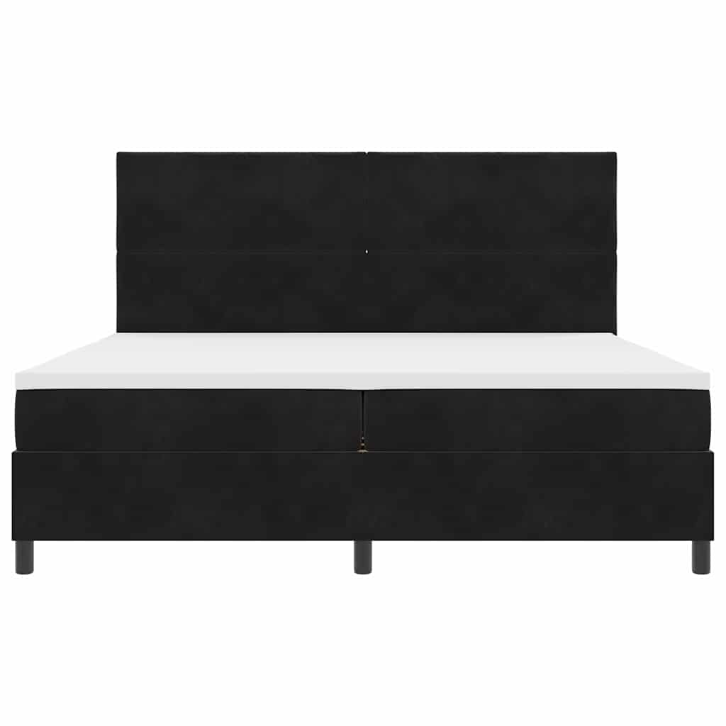 Box spring seng med hovedgærde Sort 200 x 200 cm Fløjl