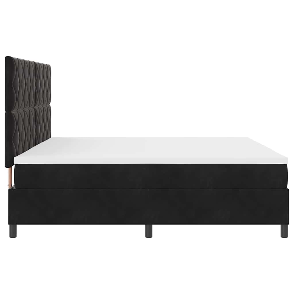Box spring seng med hovedgærde Sort 200 x 200 cm Fløjl