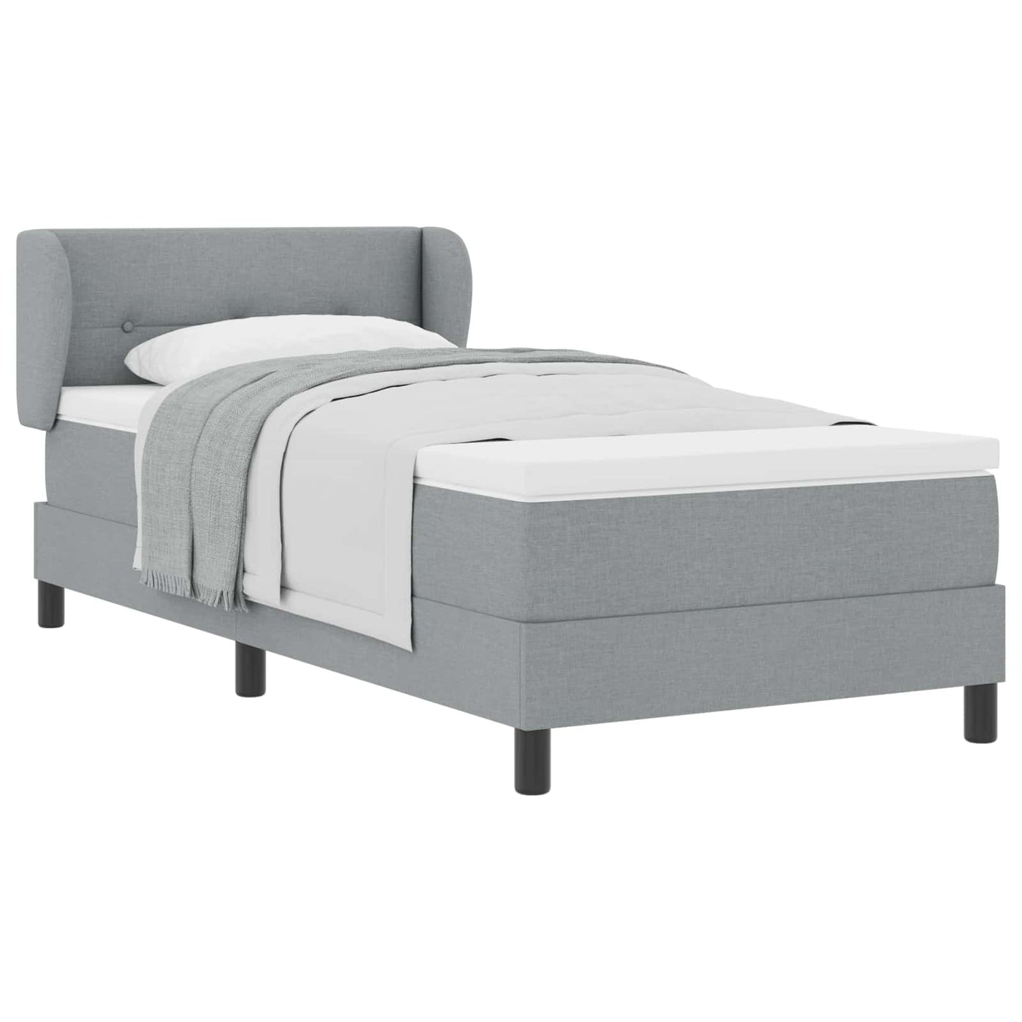 Box spring seng med hovedgærde Lysegrå 80 x 200 cm Stof