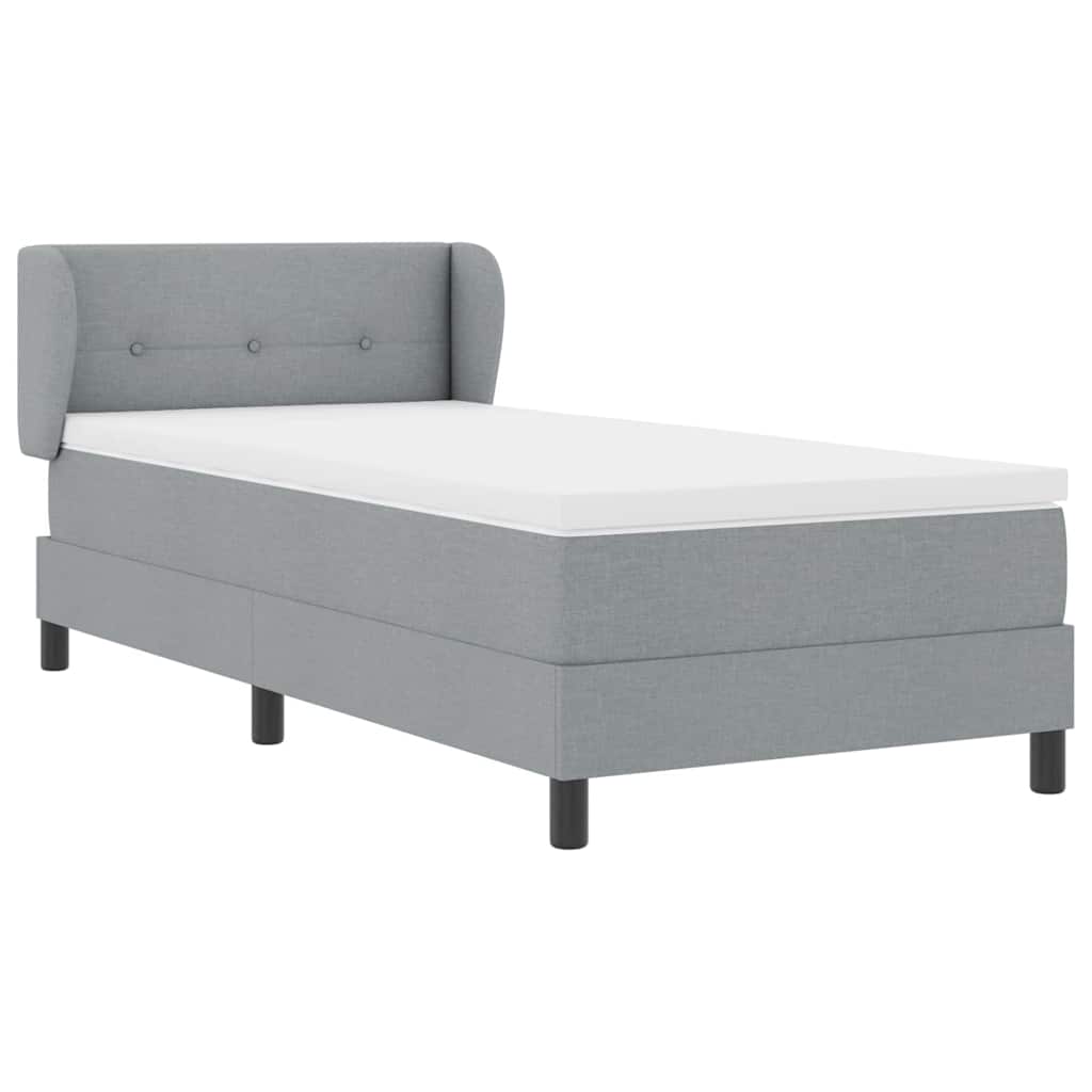 Box spring seng med hovedgærde Lysegrå 80 x 200 cm Stof