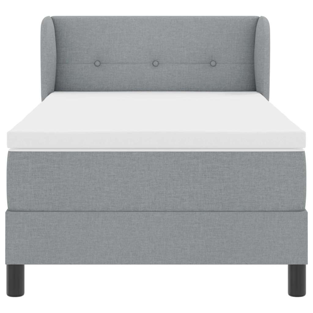 Box spring seng med hovedgærde Lysegrå 80 x 200 cm Stof