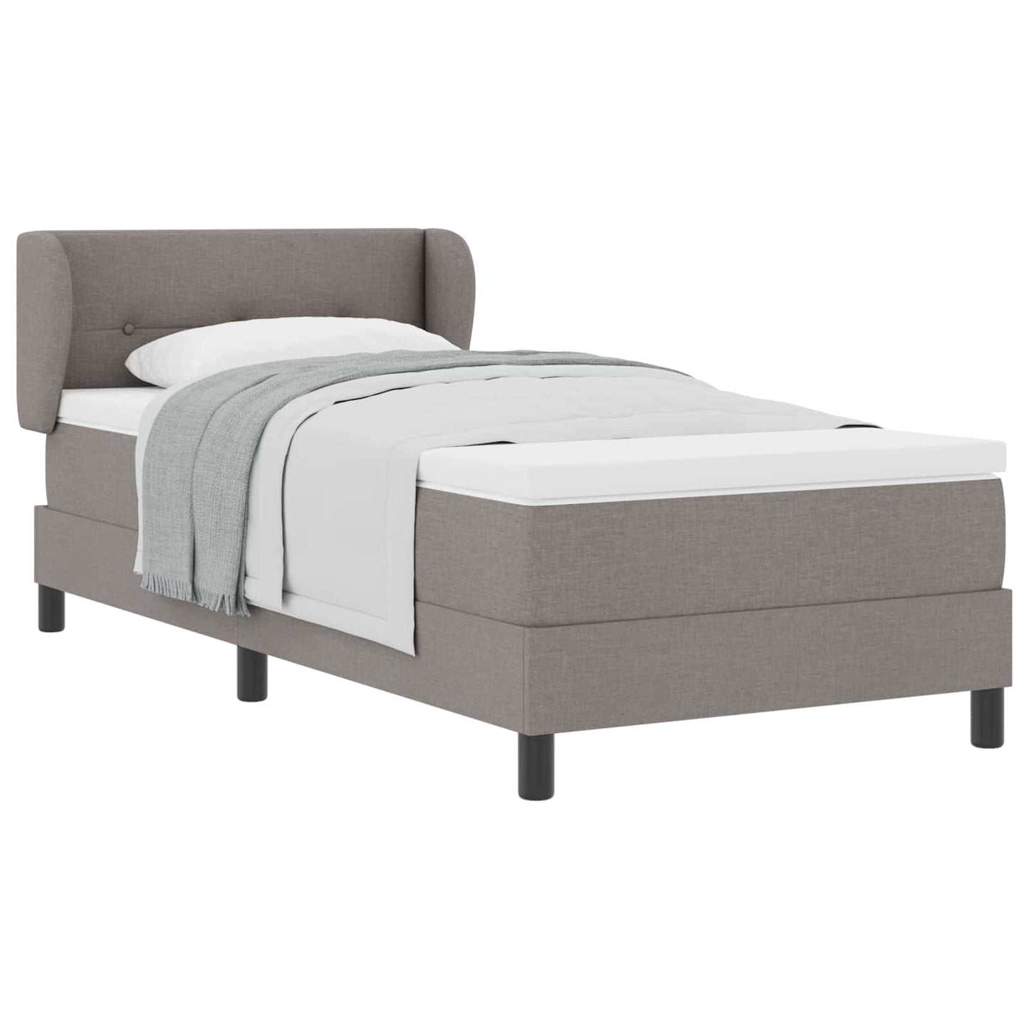 Box spring seng med hovedgærde Gråbrun 90 x 190 cm Stof