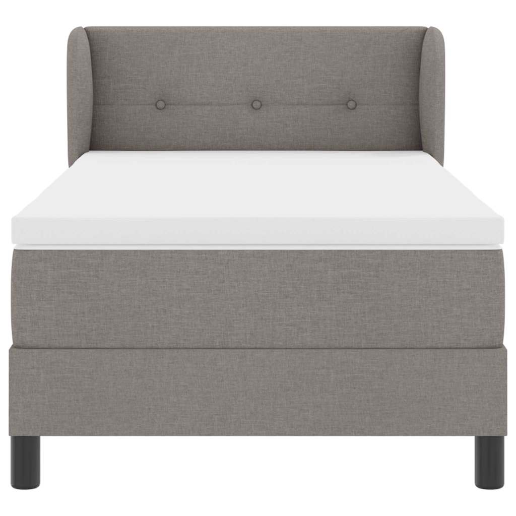 Box spring seng med hovedgærde Gråbrun 90 x 190 cm Stof