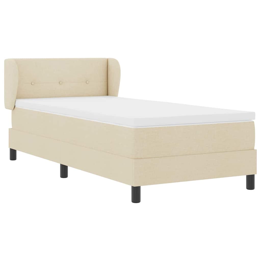 Box spring seng med hovedgærde Creme 90 x 200 cm Stof