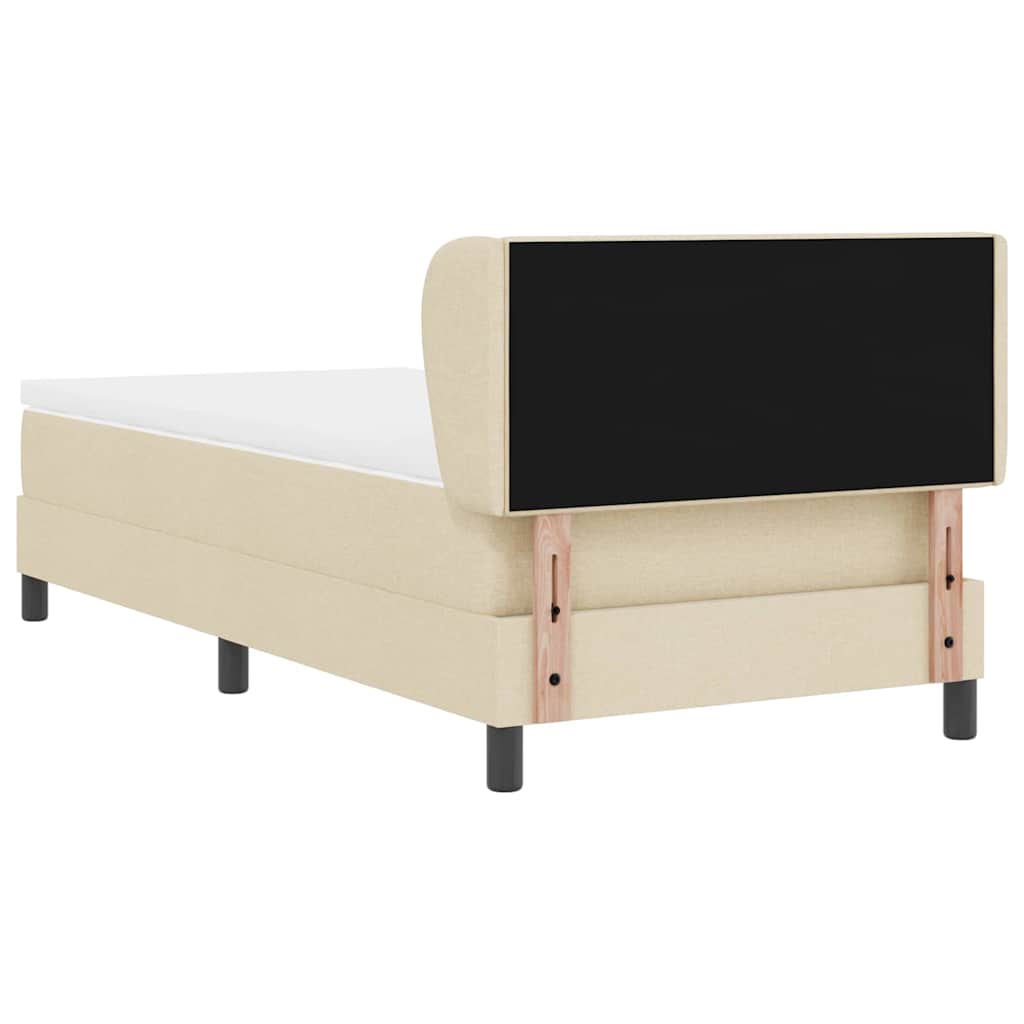 Box spring seng med hovedgærde Creme 90 x 200 cm Stof