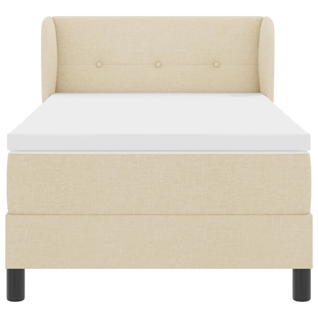 Box spring seng med hovedgærde Creme 90 x 200 cm Stof