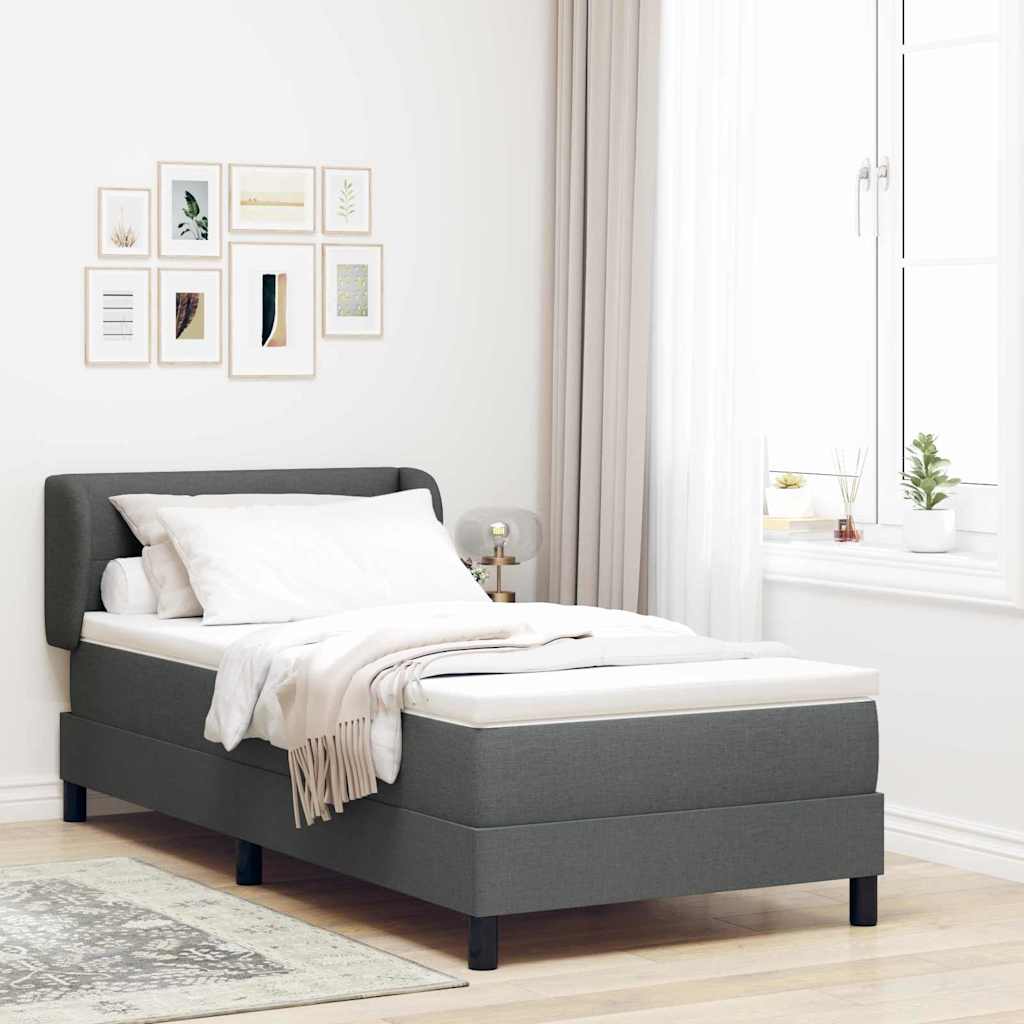 Box spring seng med hovedgærde Mørkegrå 100 x 200 cm Stof
