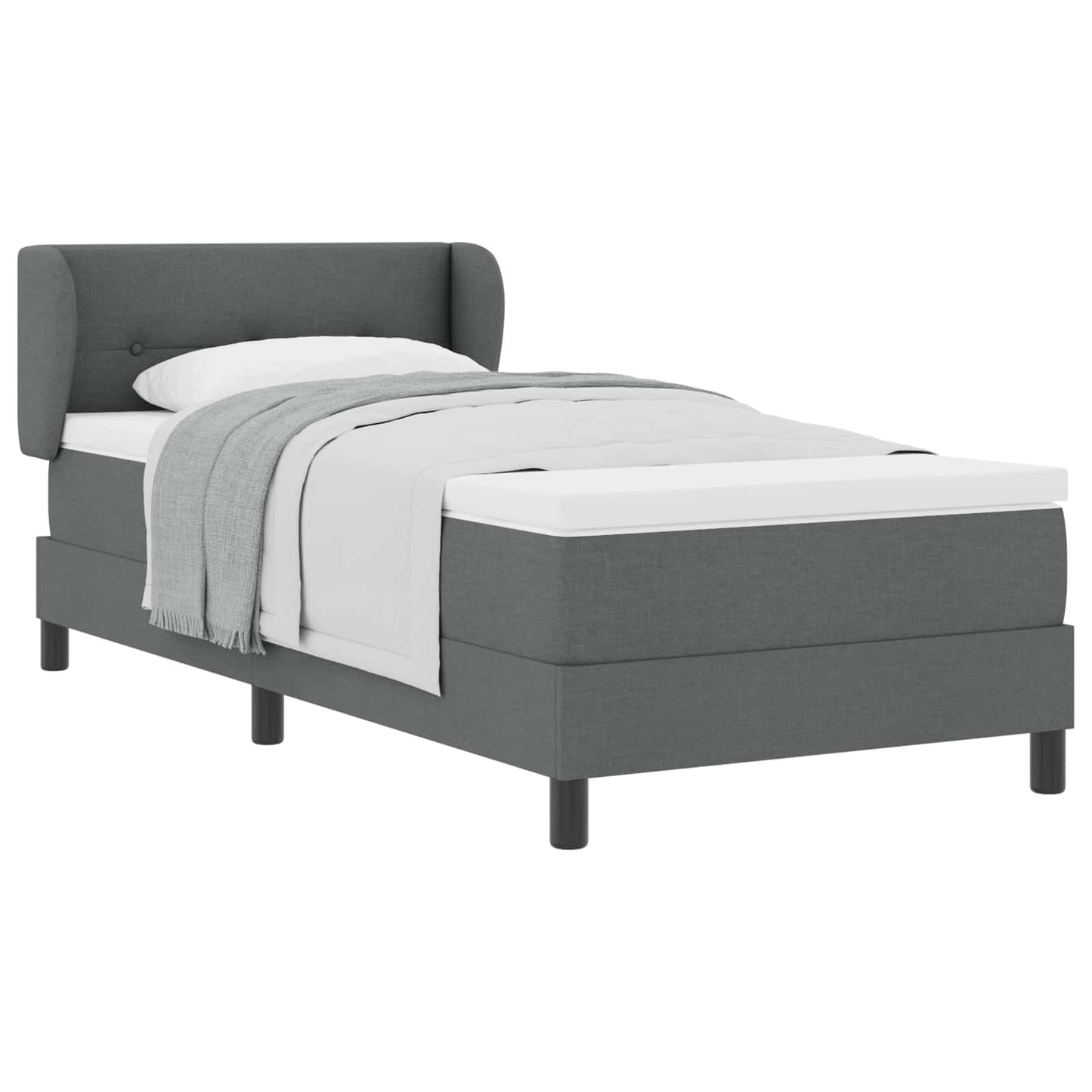 Box spring seng med hovedgærde Mørkegrå 100 x 200 cm Stof