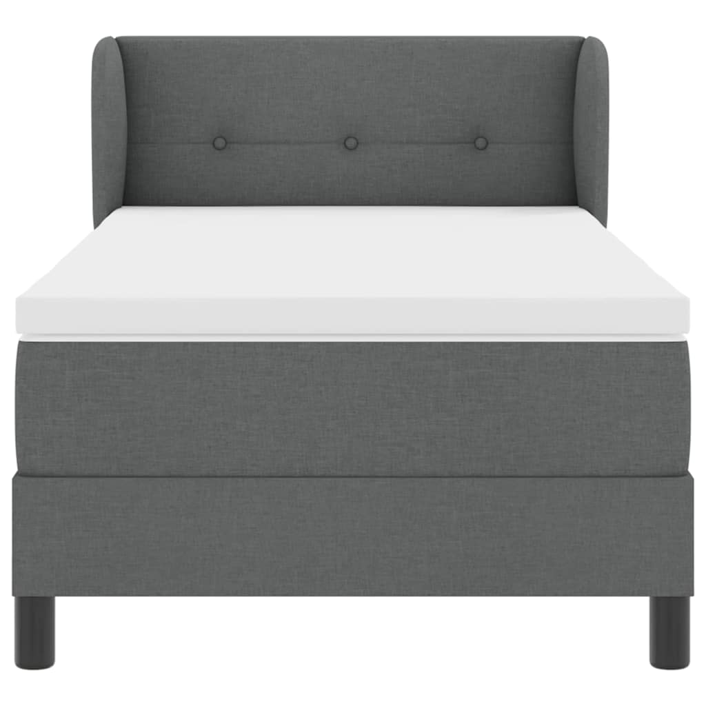 Box spring seng med hovedgærde Mørkegrå 100 x 200 cm Stof