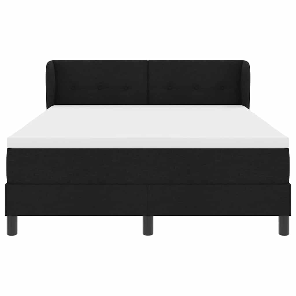 Box spring seng med hovedgærde Sort 140 x 190 cm Stof