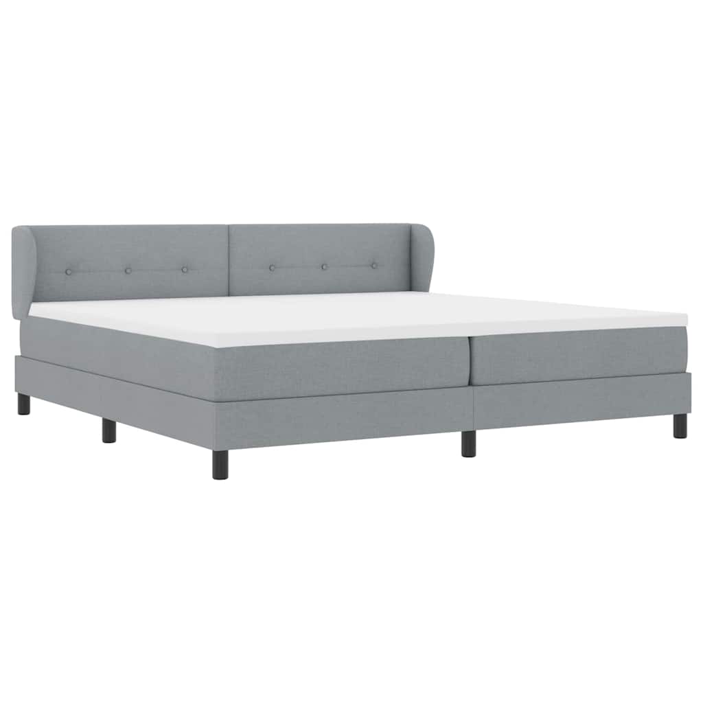 Box spring seng med hovedgærde Lysegrå 200 x 200 cm Stof