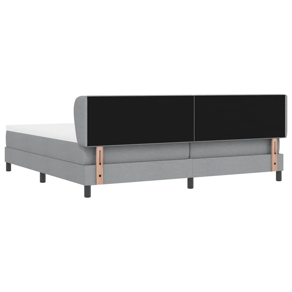 Box spring seng med hovedgærde Lysegrå 200 x 200 cm Stof