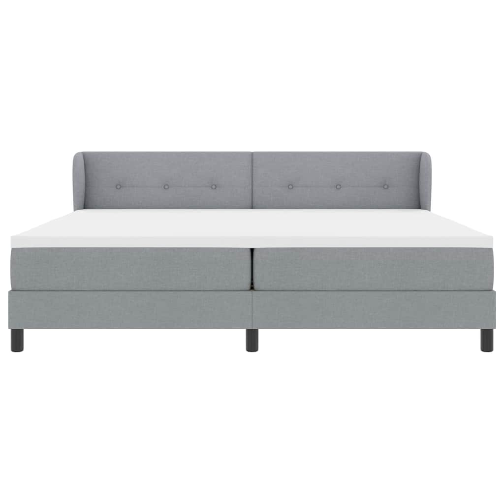 Box spring seng med hovedgærde Lysegrå 200 x 200 cm Stof