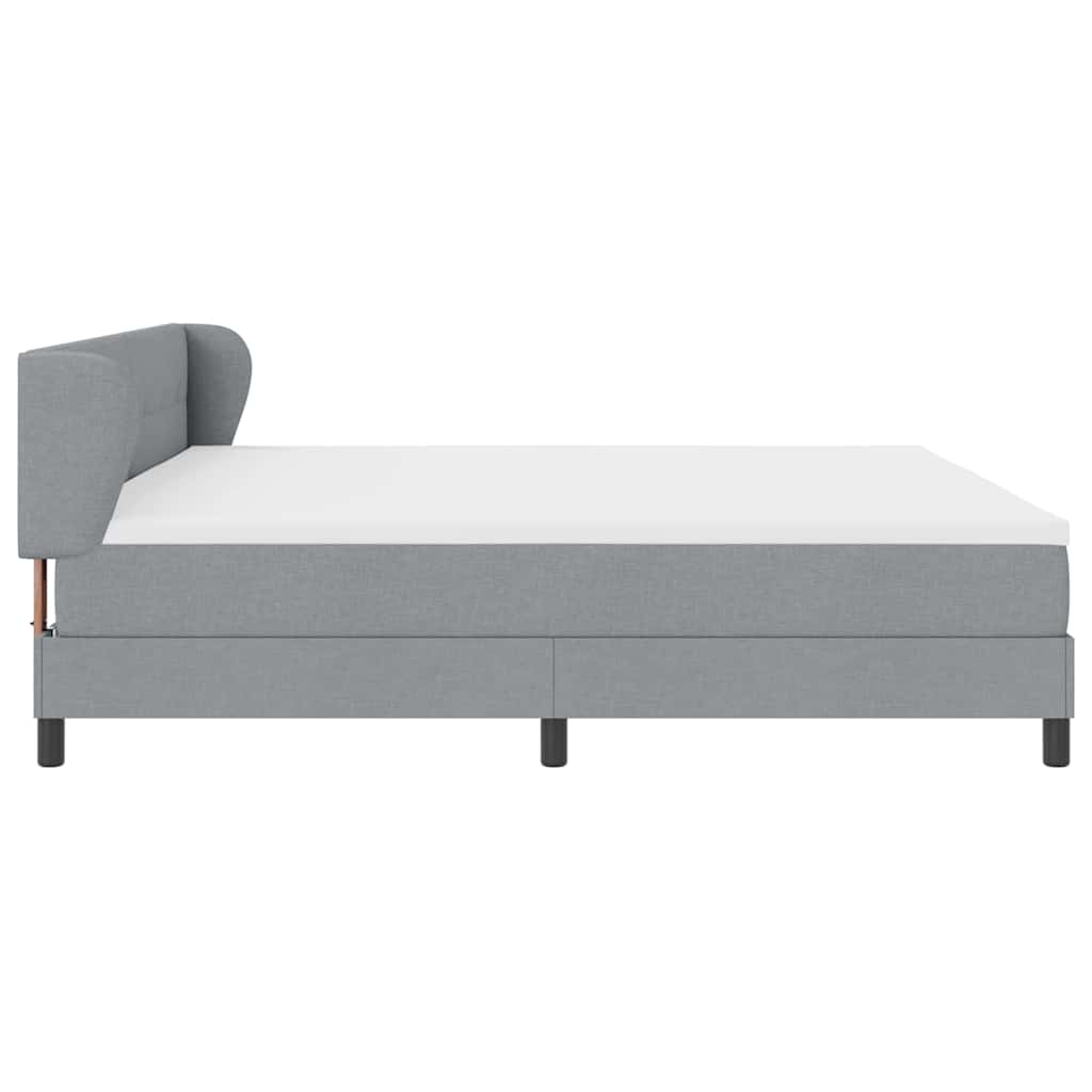 Box spring seng med hovedgærde Lysegrå 200 x 200 cm Stof