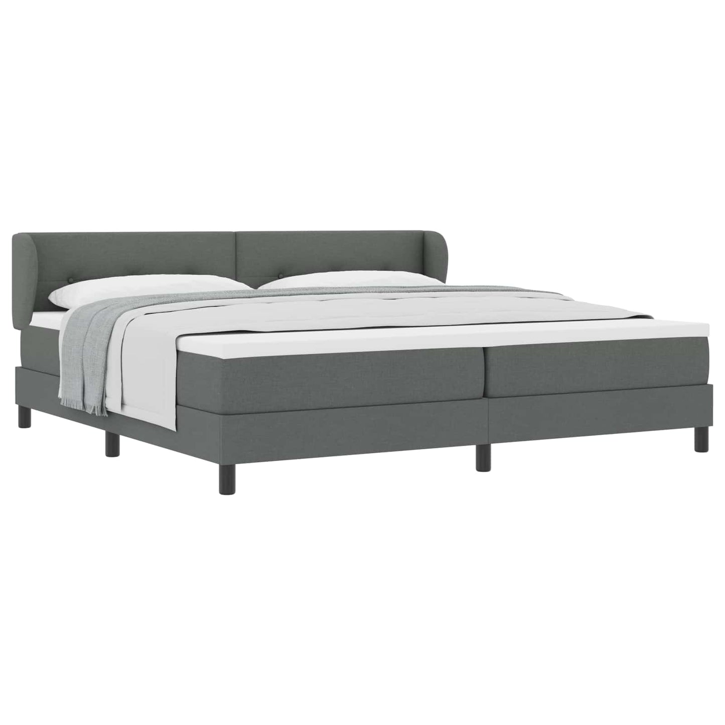 Box spring seng med hovedgærde Mørkegrå 200 x 200 cm Stof