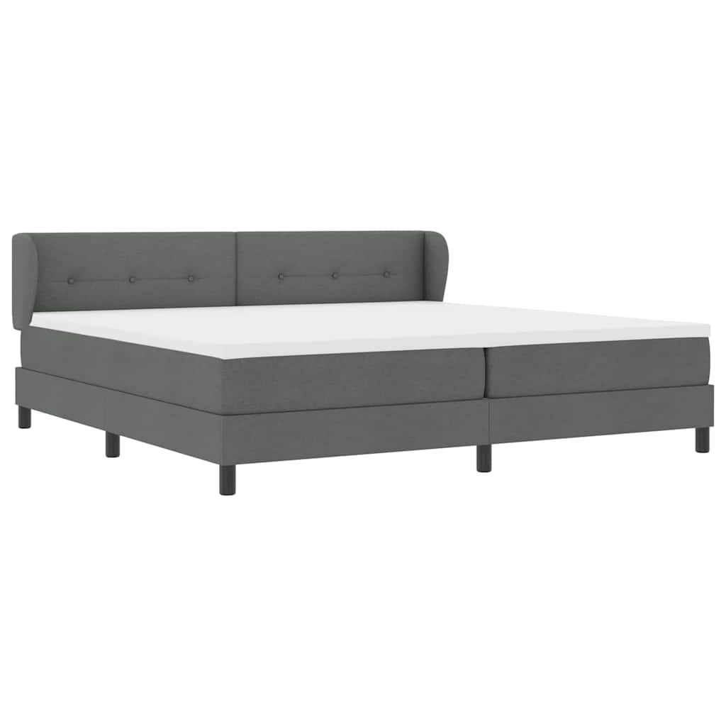 Box spring seng med hovedgærde Mørkegrå 200 x 200 cm Stof