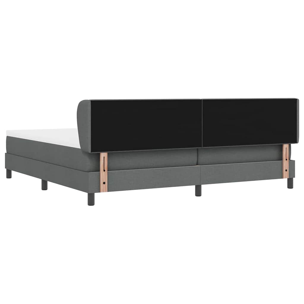 Box spring seng med hovedgærde Mørkegrå 200 x 200 cm Stof