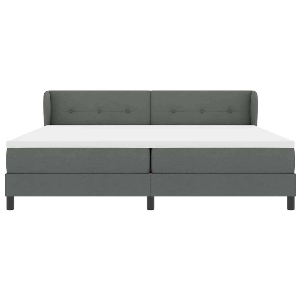 Box spring seng med hovedgærde Mørkegrå 200 x 200 cm Stof