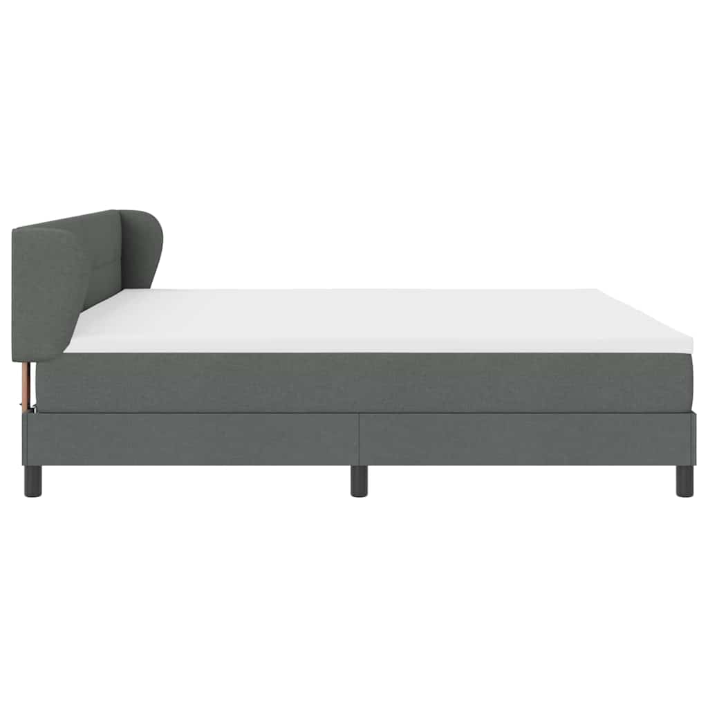 Box spring seng med hovedgærde Mørkegrå 200 x 200 cm Stof