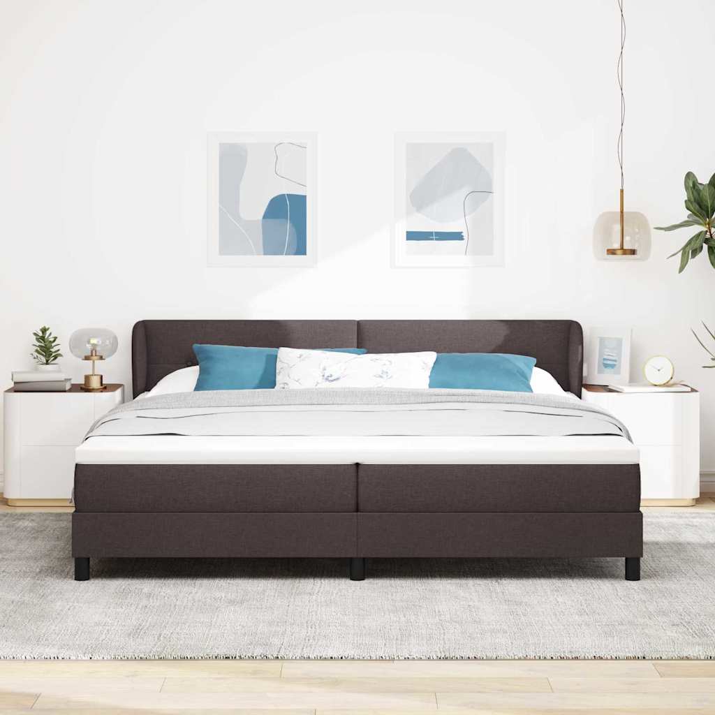 Box spring seng med hovedgærde Mørk Brun 200 x 200 cm Stof