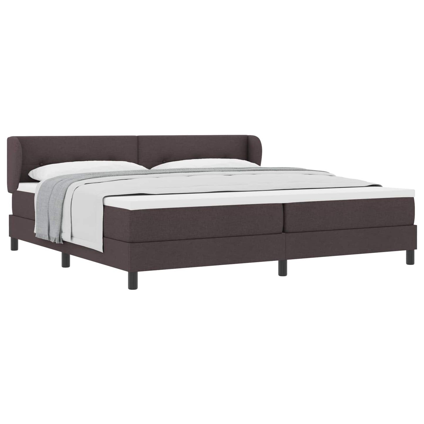 Box spring seng med hovedgærde Mørk Brun 200 x 200 cm Stof