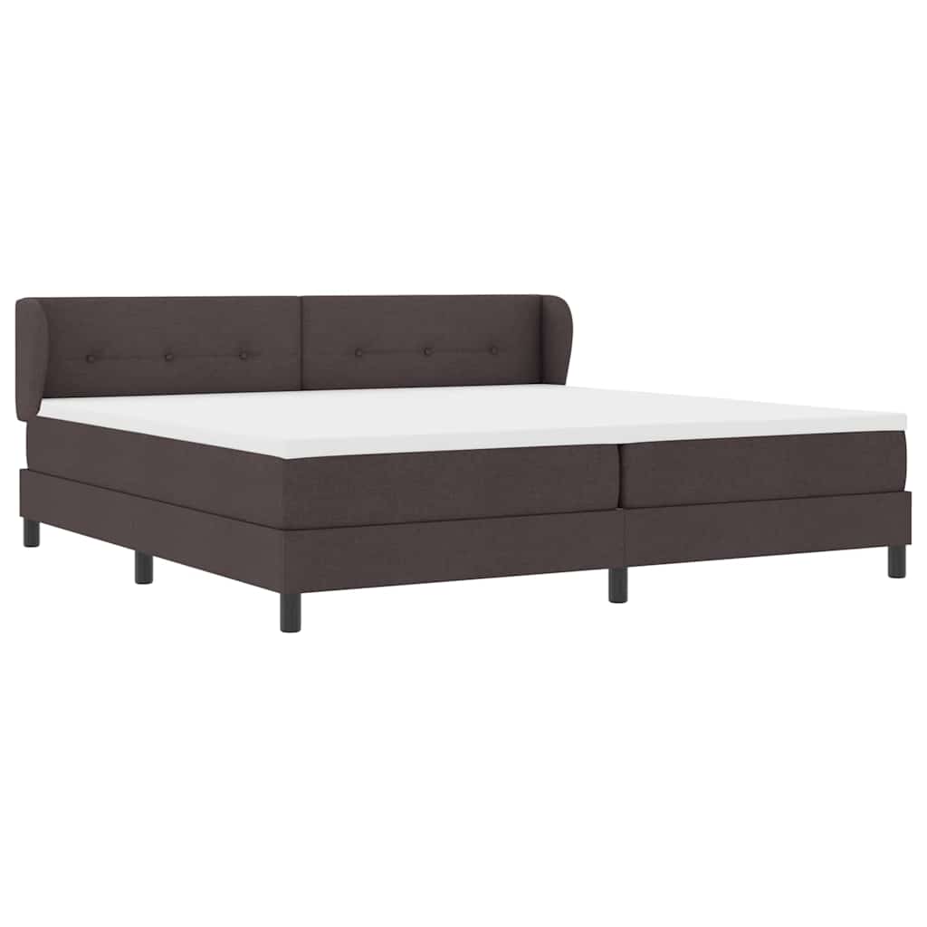Box spring seng med hovedgærde Mørk Brun 200 x 200 cm Stof