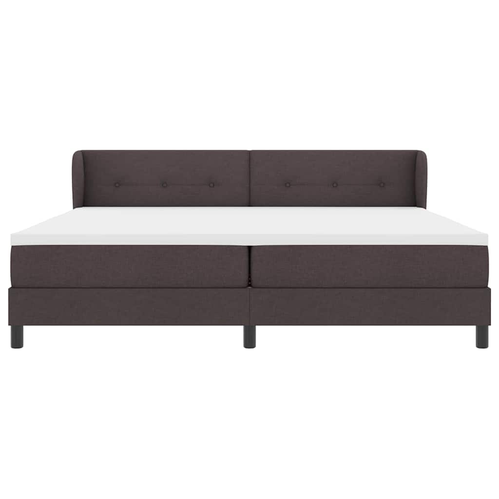Box spring seng med hovedgærde Mørk Brun 200 x 200 cm Stof