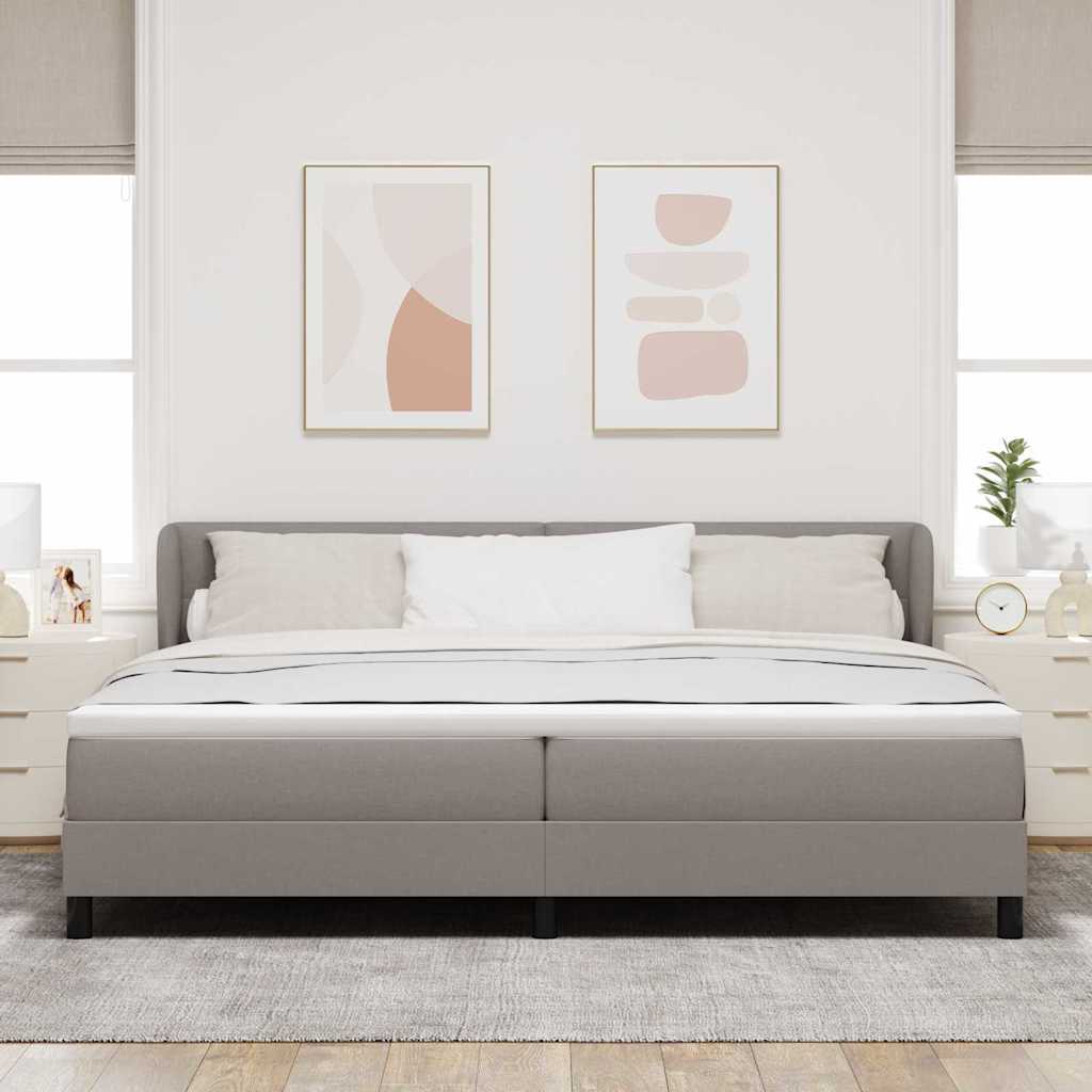 Box spring seng med hovedgærde Gråbrun 200 x 200 cm Stof